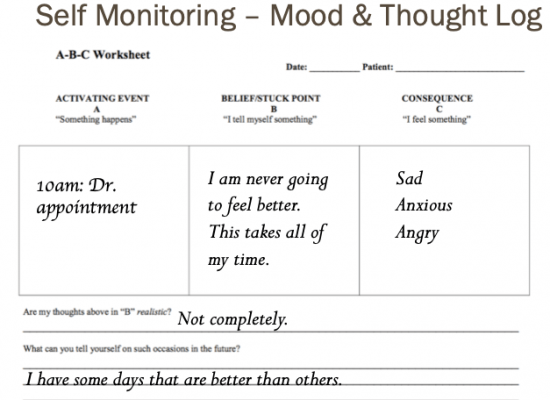 Mood & Thought Log for chronic illness and pain